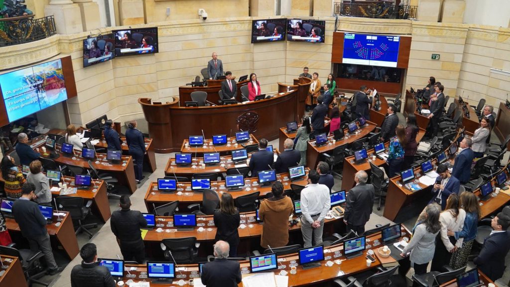 Imagen tomada desde la parte alta del Congreso de la República durante la plenaria en la que se aprobó la exención del IVA para la COP16.